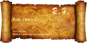 Rab Harri névjegykártya